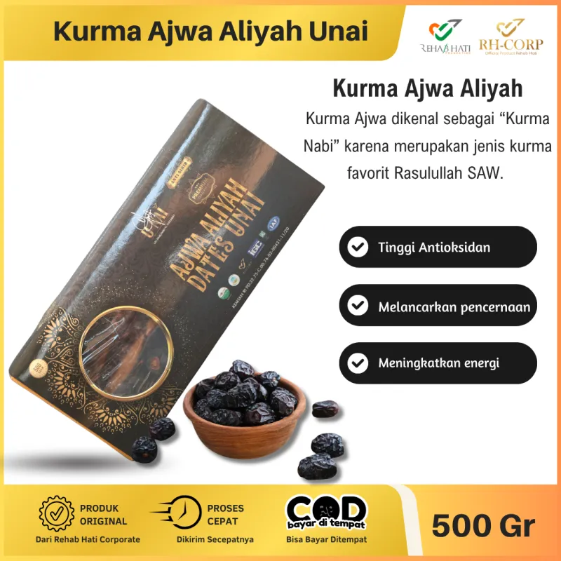 Kurma Ajwa Aliyah Unai Kemasan 500 Gram